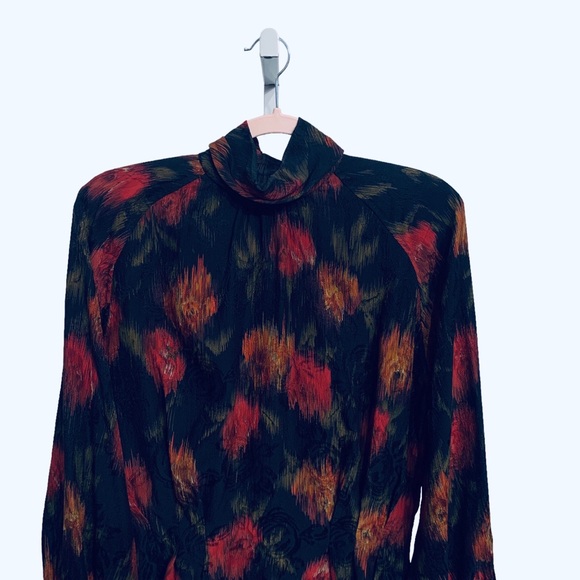 VINTAGE 80’S UNGARO TER WATERCOLOR SILK BLOUSE STATEMENT BILLOWING ABSTRACT TOP - Picture 12 of 13